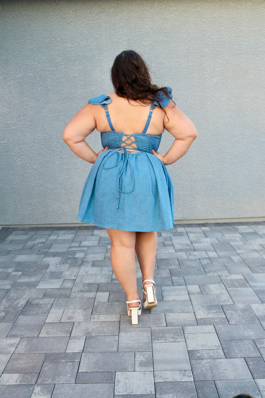 beaded denim dress Beaded Denim Dress