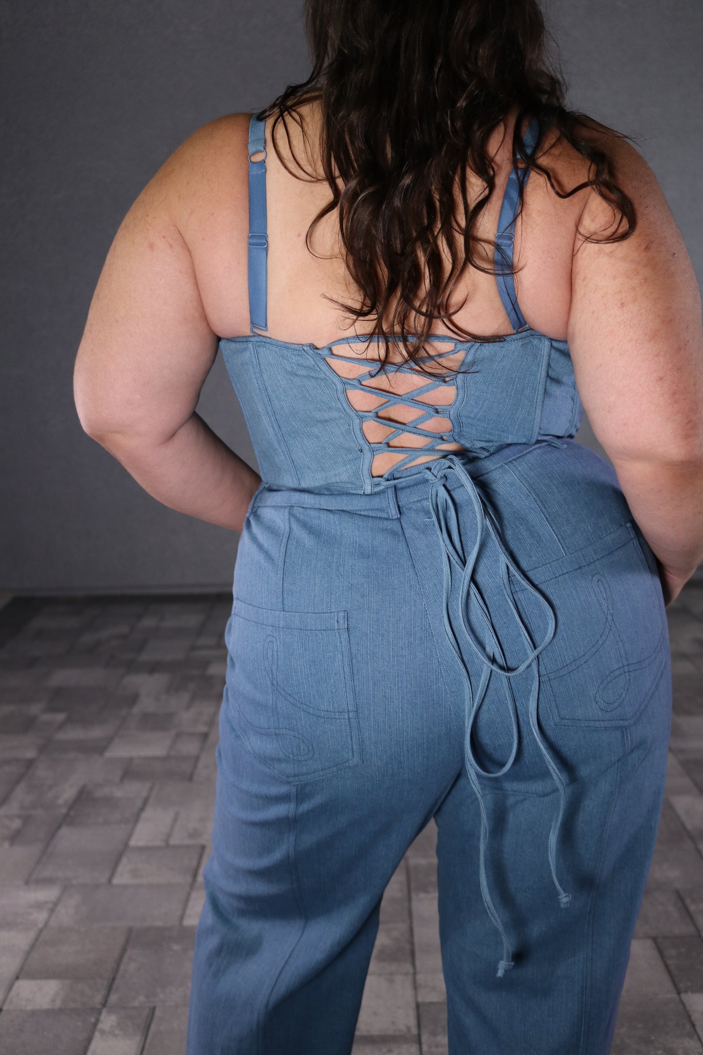 Cassandra Beaded Denim Midi Corset - Limited Edition